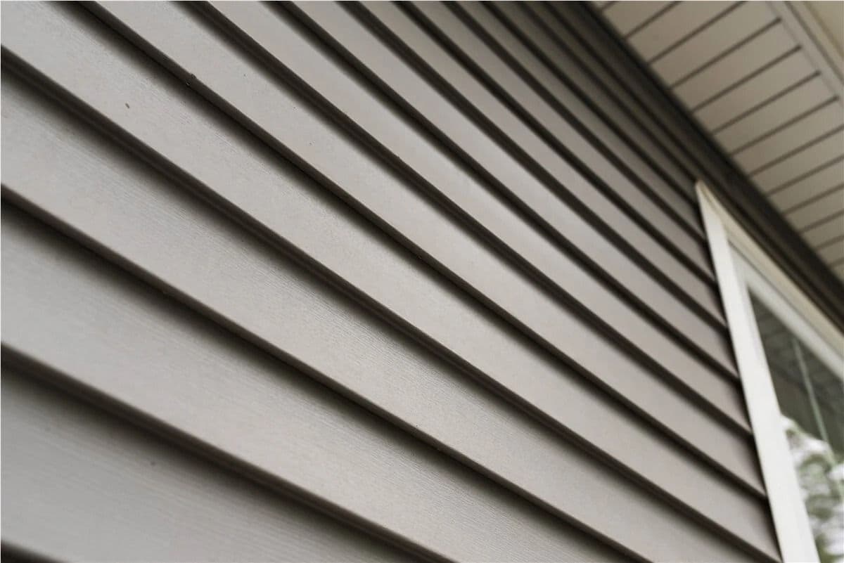 Vinyl siding grey close up