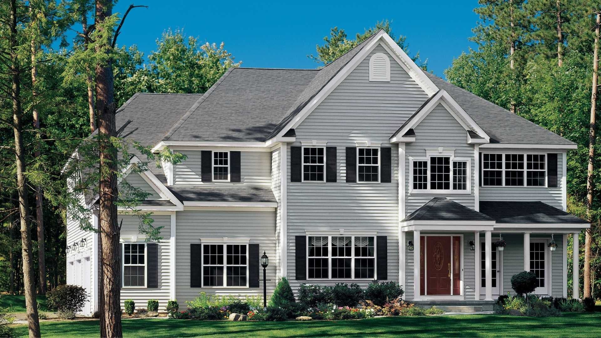 Alside siding white siding with red door